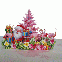 pop-up kerst flamingo kaart